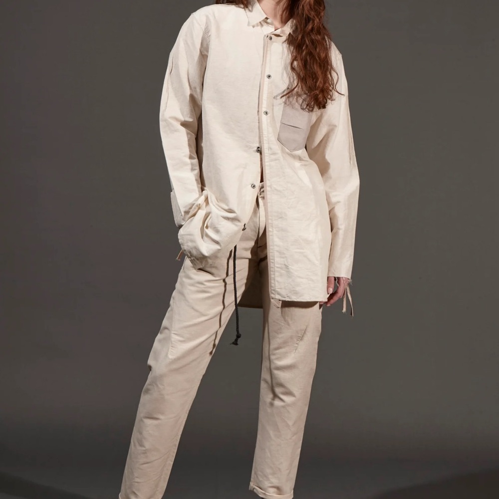 NWT Matias Rivera Tamashi Ecru Linen Blend Casual Pant Cream NWT